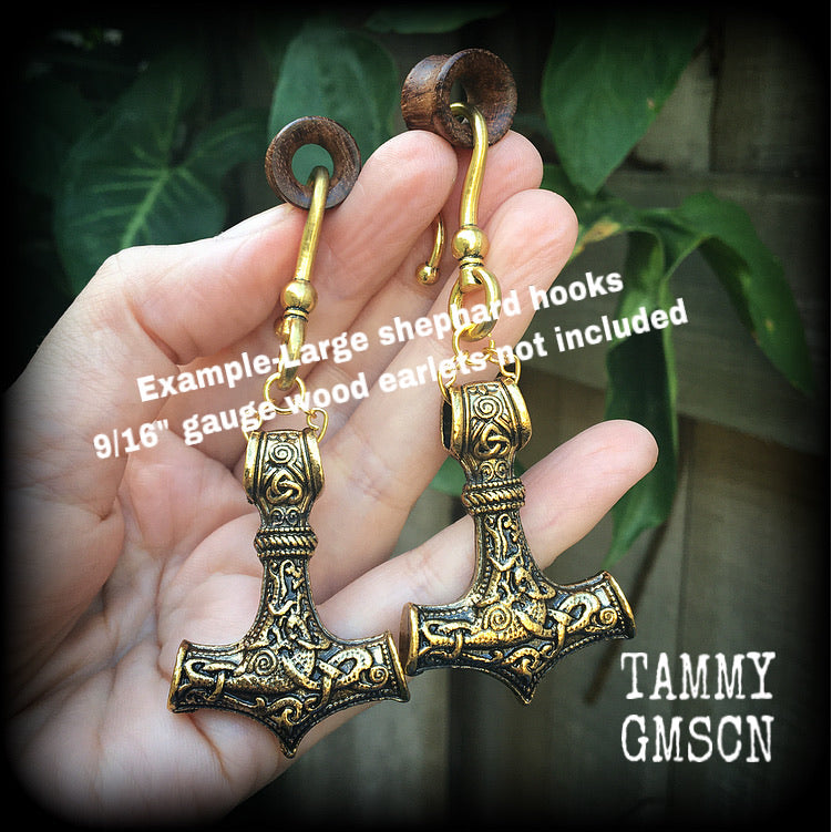 Thors Hammer gauged earrings