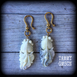 White jade koi fish ear hangers