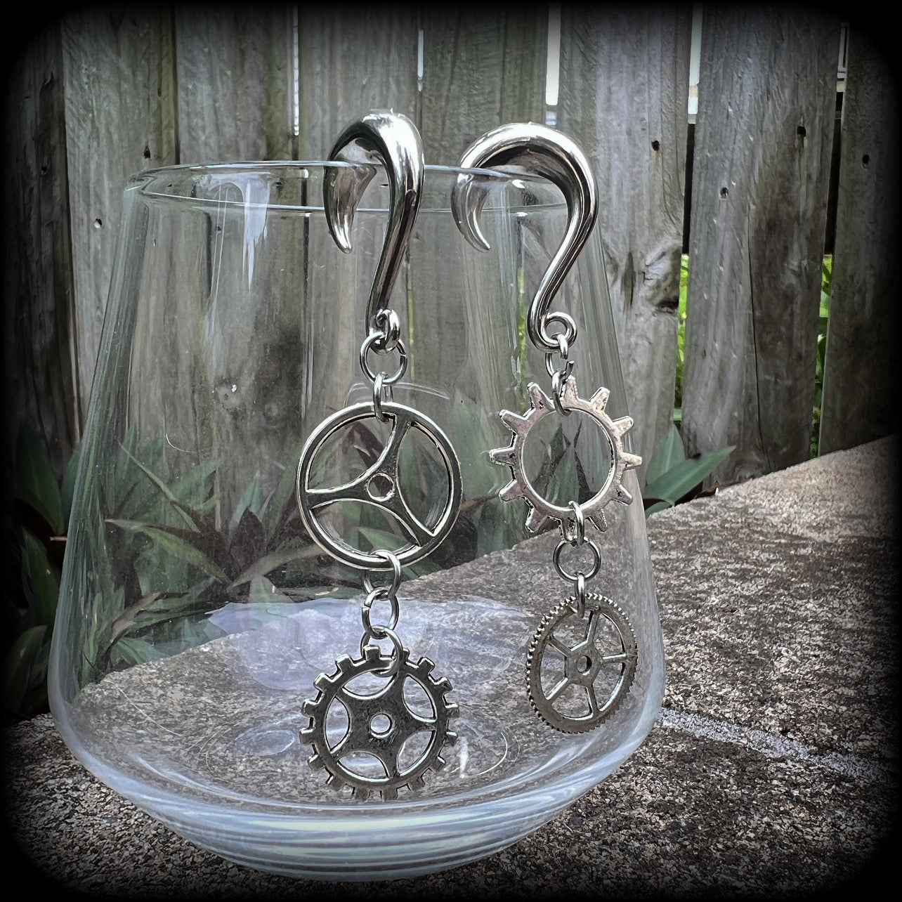 Cog earrings-Steampunk gauged earrings