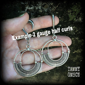 Goddess Ishtar gauged earrings-Tribal ear weights