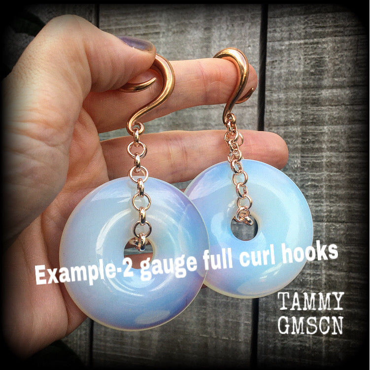 Opalite gauged earrings-Ear weights