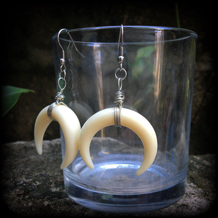 Double Horn earrings-Artemis earrings