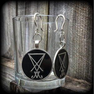 Sigil of Lucifer ear hangers-Satanic jewelry