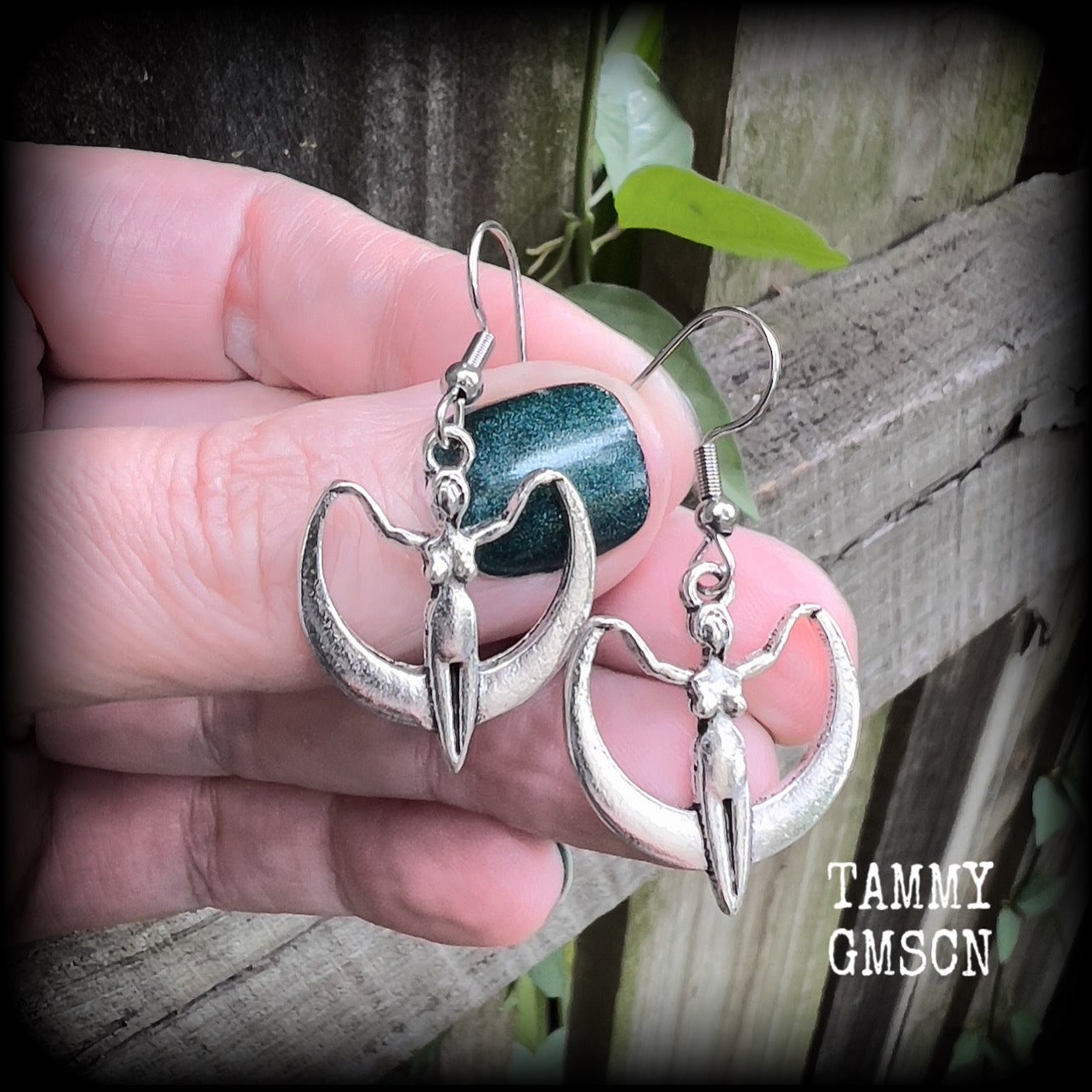 Moon goddess earrings Coven jewelry Witchy jewelry Occult earrings Esoteric earrings 