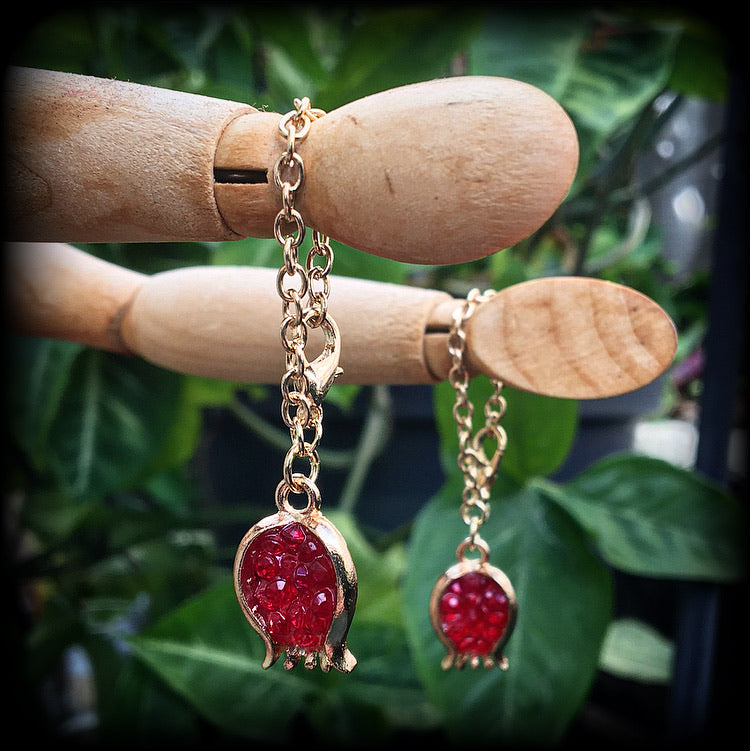 Pomegranate earrings-Tunnel dangles