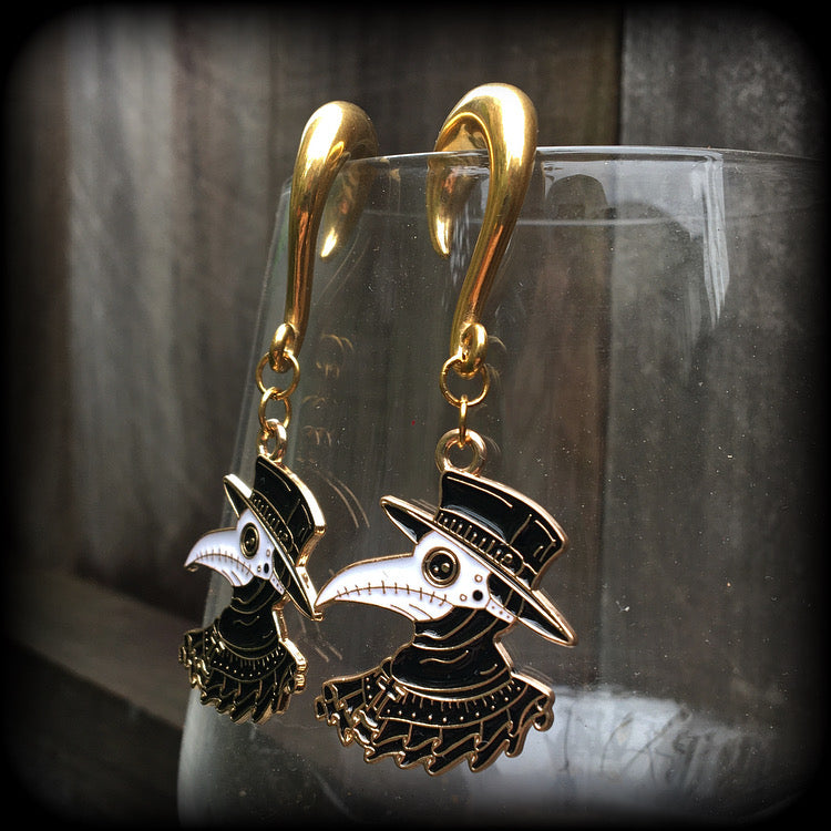 Plague doctor gauged earrings