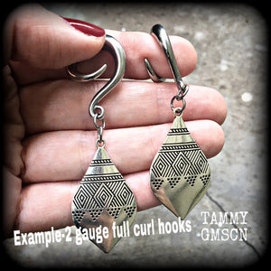 Antique silver tear drop earrings-Ishtar gauged earrings