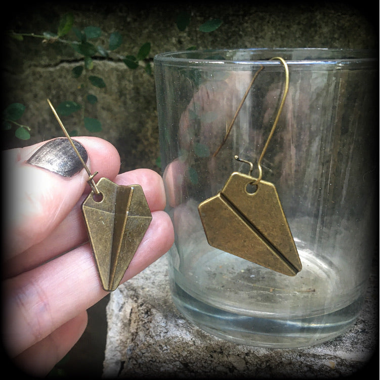 Airplane earrings-Origami aeroplane earrings