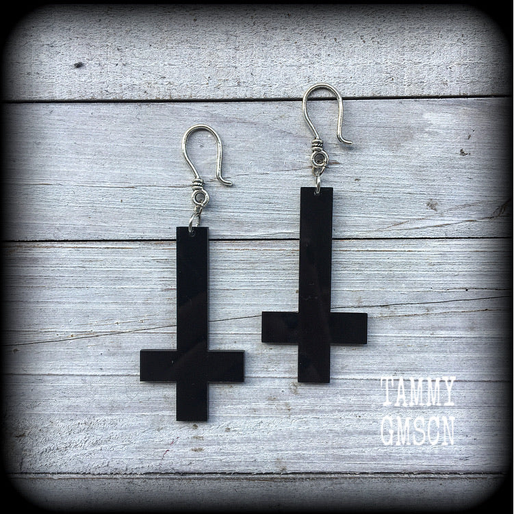 Inverted cross earrings