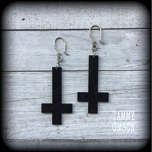 Inverted cross earrings