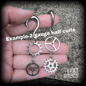 Cog earrings-Steampunk gauged earrings