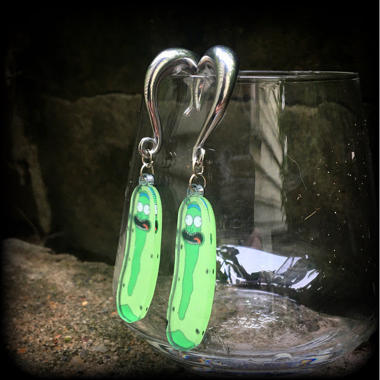 Pickle Rick earrings-Rick and Morty gauged earrings