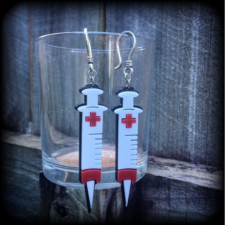 Halloween earrings-Syringe earrings