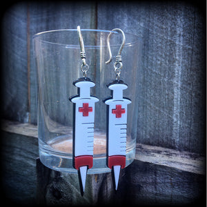 Halloween earrings-Syringe earrings