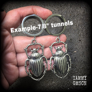 Scarab beetle tunnel earrings