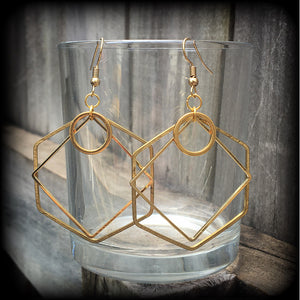 Hexagon-Circle-Square-Geometric earrings