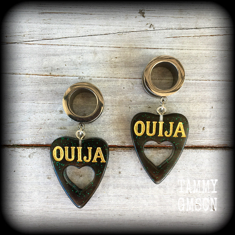 Ouija board planchette tunnel earrings