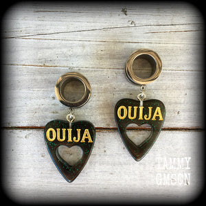 Ouija board planchette tunnel earrings