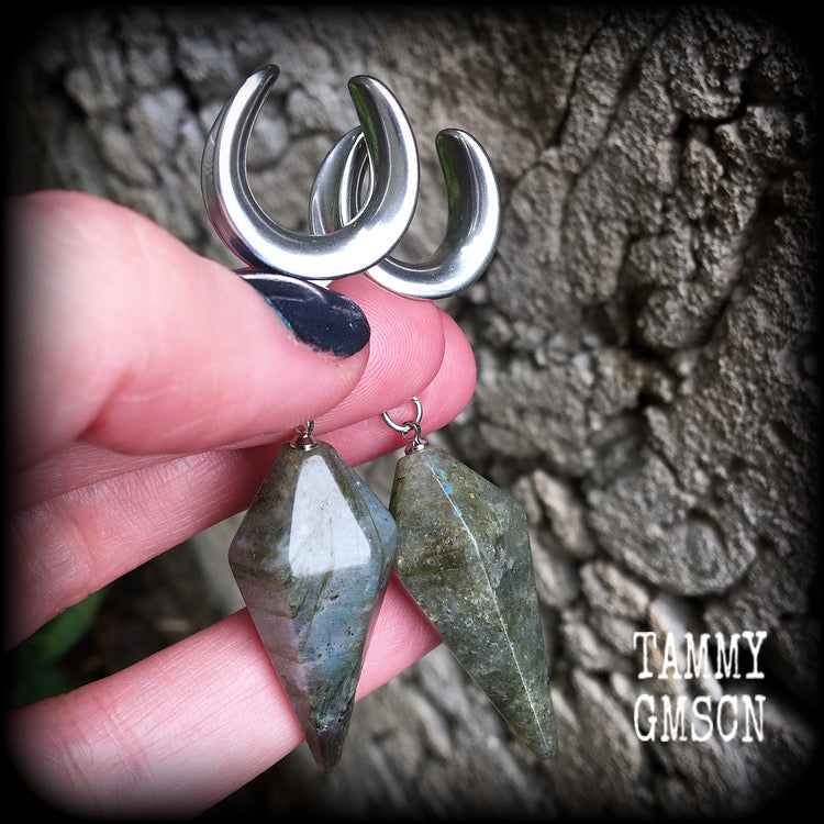 Labradorite ear weights-Gauged earrings