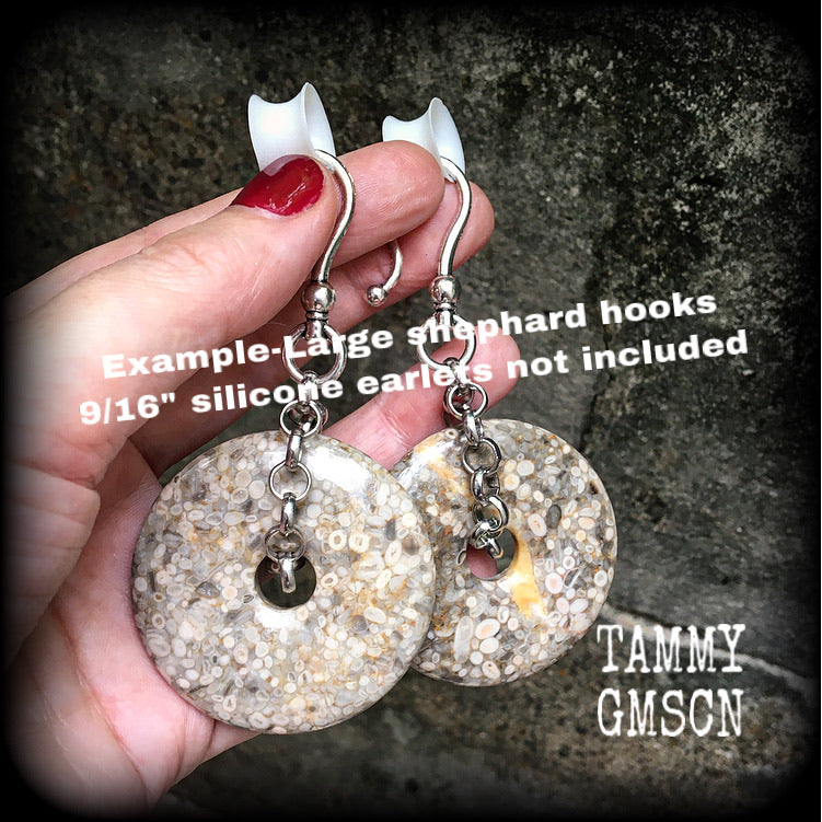 Fossilized coral earrings-Ear weights