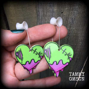 Zombie heart earrings