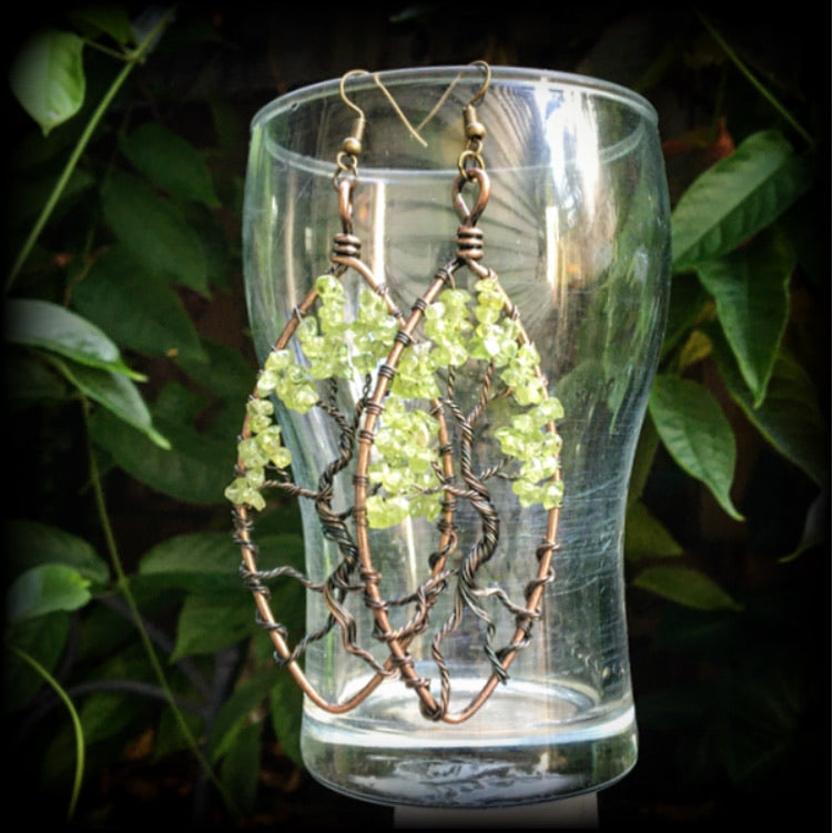 Tree of life earrings-Peridot earrings