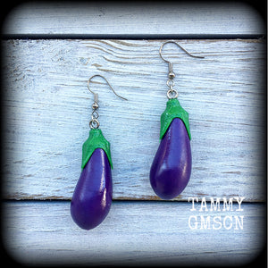 Emoji earrings-Eggplant earrings