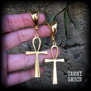 Ankh gauged earrings