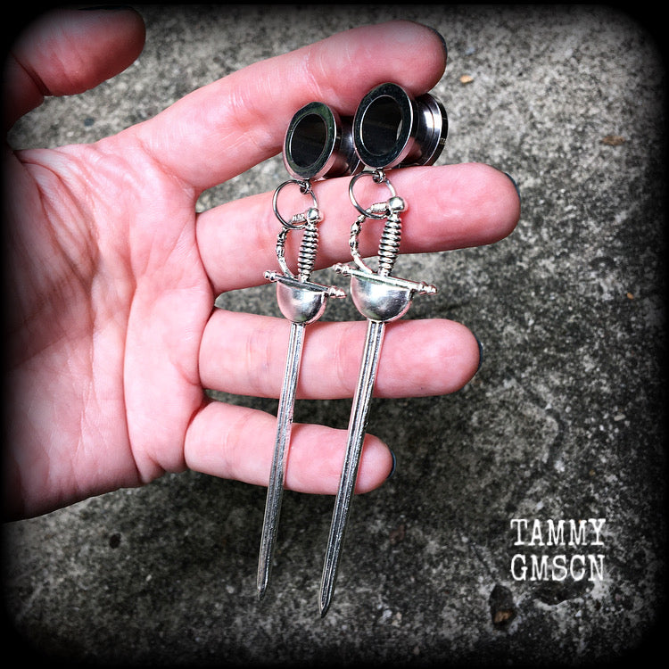 Ace of swords tunnel earrings