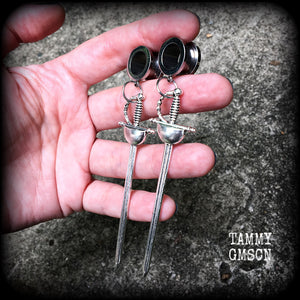 Ace of swords tunnel earrings