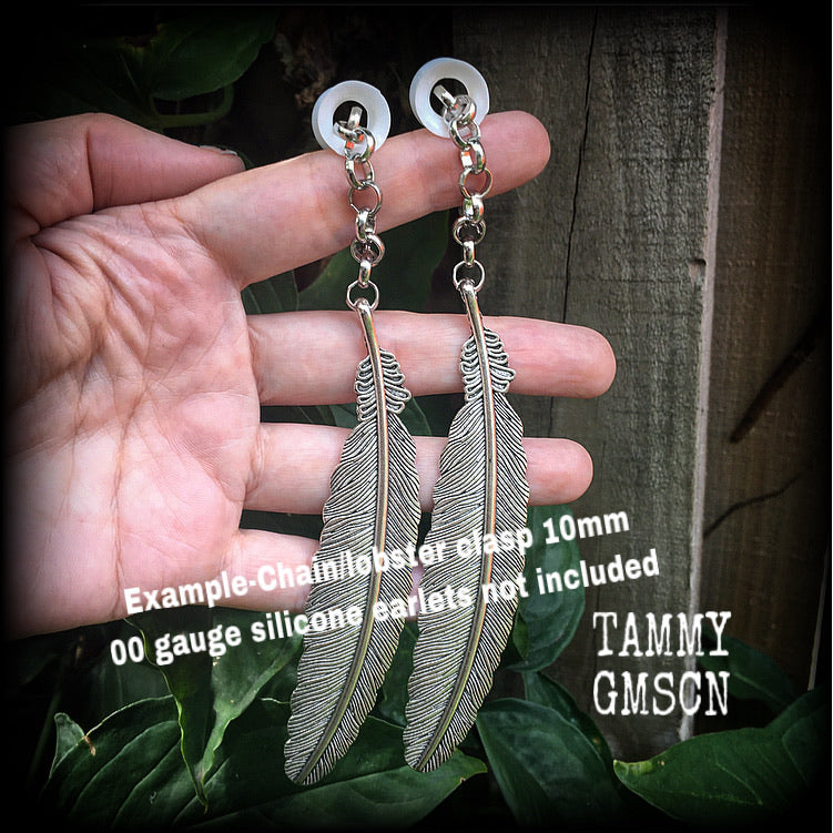 Feather earrings-Ear hangers