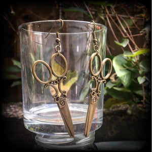 Scissors earrings-Bronze earrings