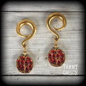 Pomegranate gauged earrings