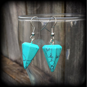 Turquoise earrings-Gemstone earrings