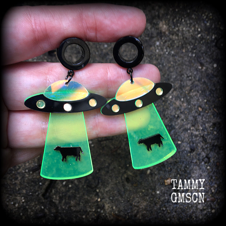 UFO tunnel earrings