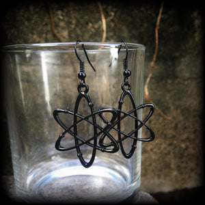 Atom earrings Astrolux earrings Retro earrings Science fiction earrings Science teacher gifts Pierced ears Stretched ears Stretched lobes Nerd earrings Lab geek Doctors Nurses Scientists Stocking stuffers Christmas gifts Mid century modern earrings