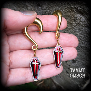 Coffin  gauged earrings-Halloween earrings