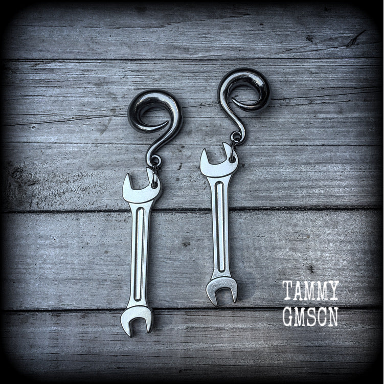 Spanner gauged earrings-Tool earrings