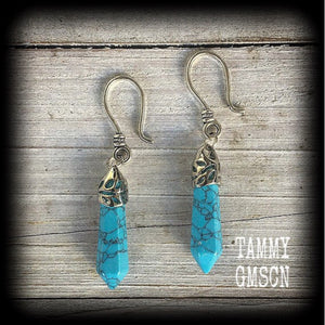 Turquoise earrings-Ear hangers