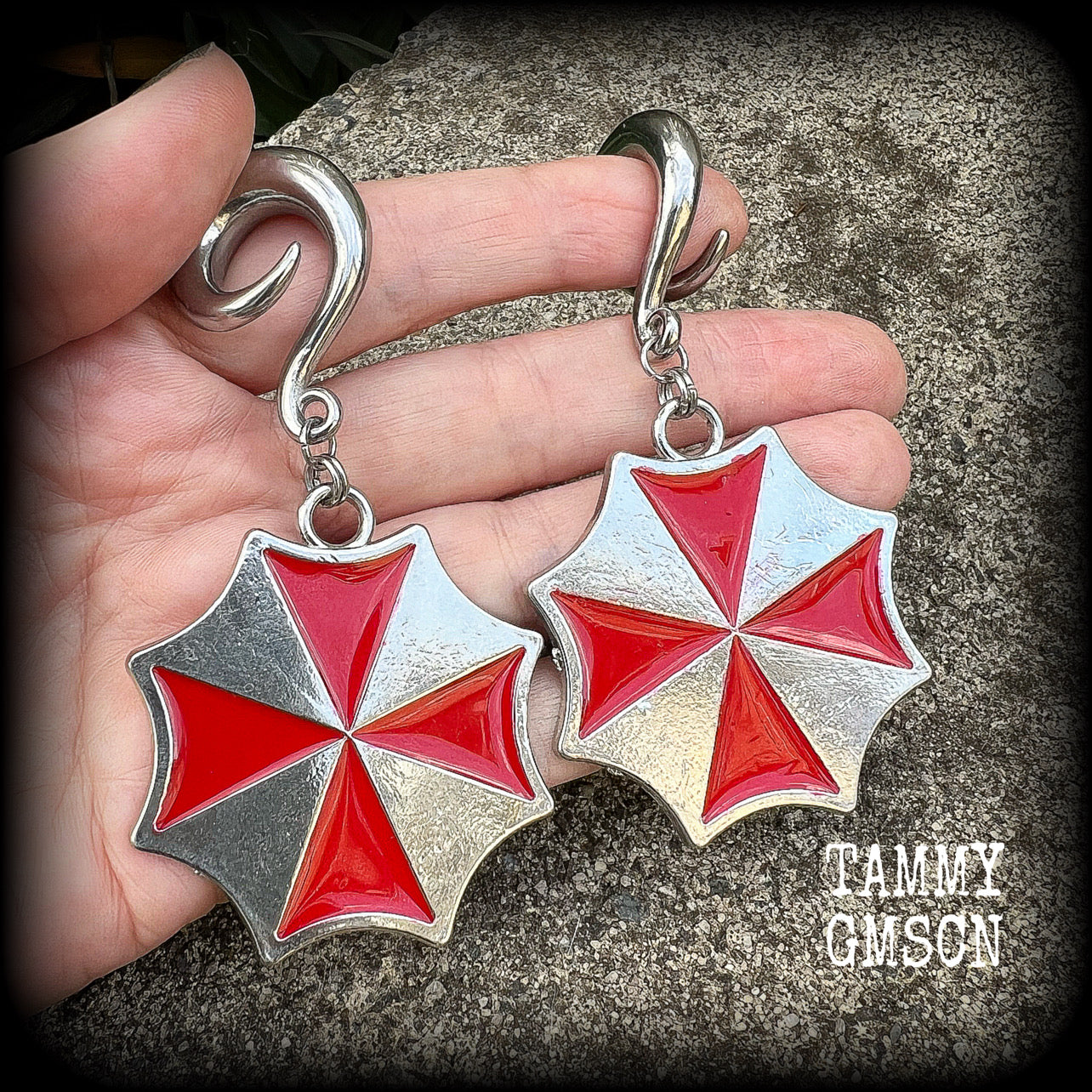 Umbrella corps gauged earrings