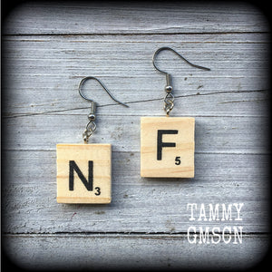 Scrabble earrings-Scrabble tile earrings