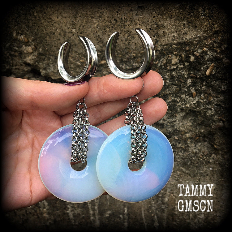 Opalite ear weights-Gauged earrings