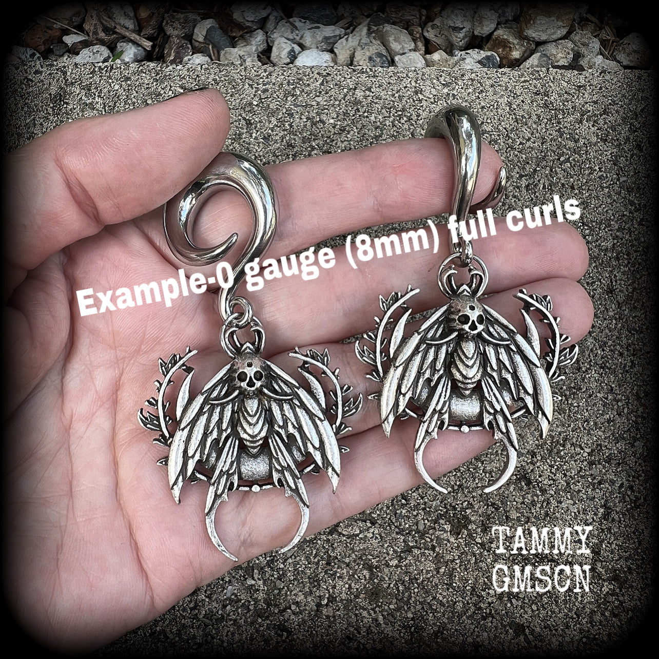 Deaths head moth earrings-Skull earrings