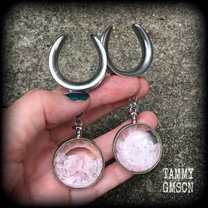 Rose quartz ear weights-Cradle weights