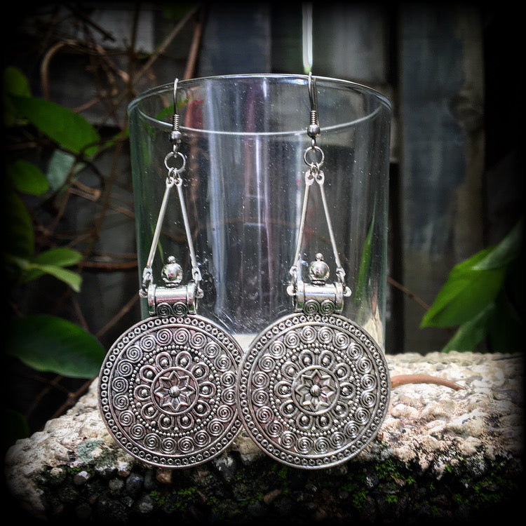 Artemis shield maiden earrings-Mandala earrings