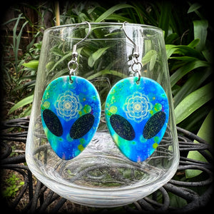 Psychedelic alien earrings