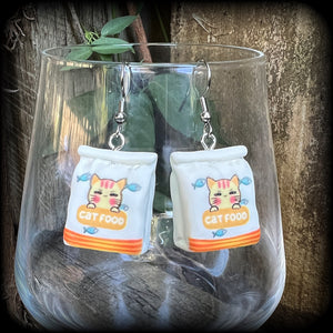 Cat food earrings-Crazy Cat Lady earrings