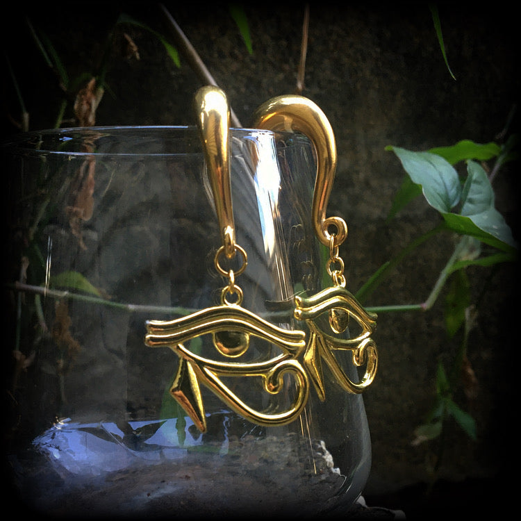 Eye of Ra gauged earrings-Egyptian jewelry