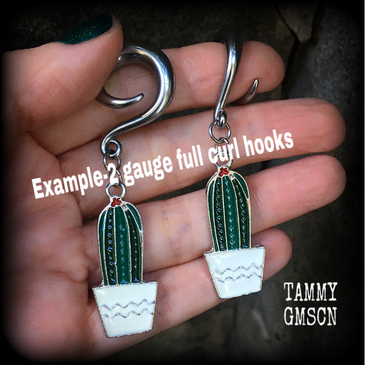 Cactus gauged earrings-Cactus earrings