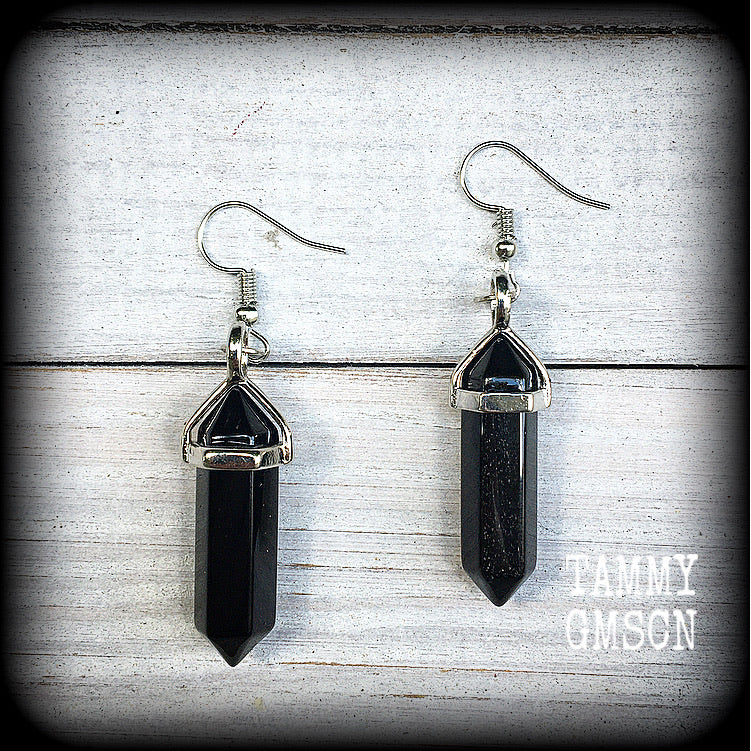 Black obsidian earrings-Gemstone earrings